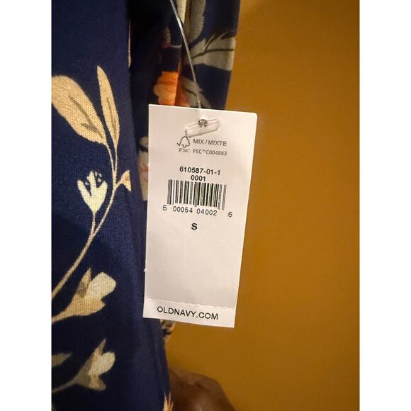 Old Navy A-Line Swing Dress Womens Small Blue Floral Print Long Sleeve Pullover - Picture 6 of 7